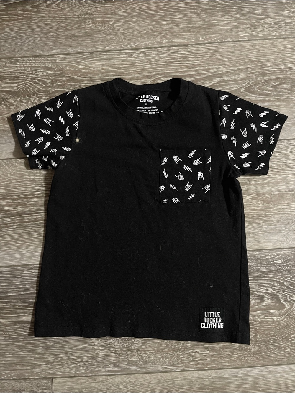 Little Rocker Black Graphic Pocket Tee for Kids